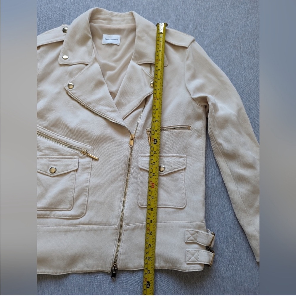 Club Monaco Relaxed Asymmetrical Moto Biker Jacket Cream Beige S - Picture 12 of 14